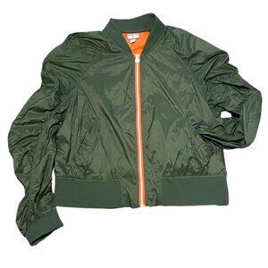 Hunter Target Lightweight Green Bomber Jacket Ruched Sleeve Women's 1X NWOT